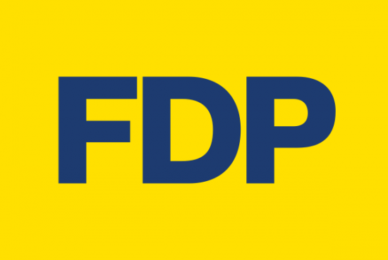 Querformat-Flagge FDP 120 x 80 cm